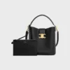 Sac seau Louise de taille moyenne en cuir de veau lisse