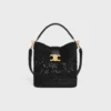 Sac seau Louise moyen en raphia et cuir de veau