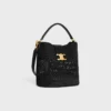 Sac seau Louise moyen en raphia et cuir de veau