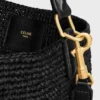 Sac seau Louise moyen en raphia et cuir de veau