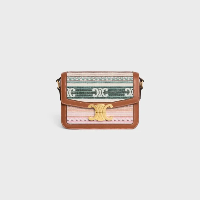 Sac Teen Triomphe en textile rayé et cuir de veau