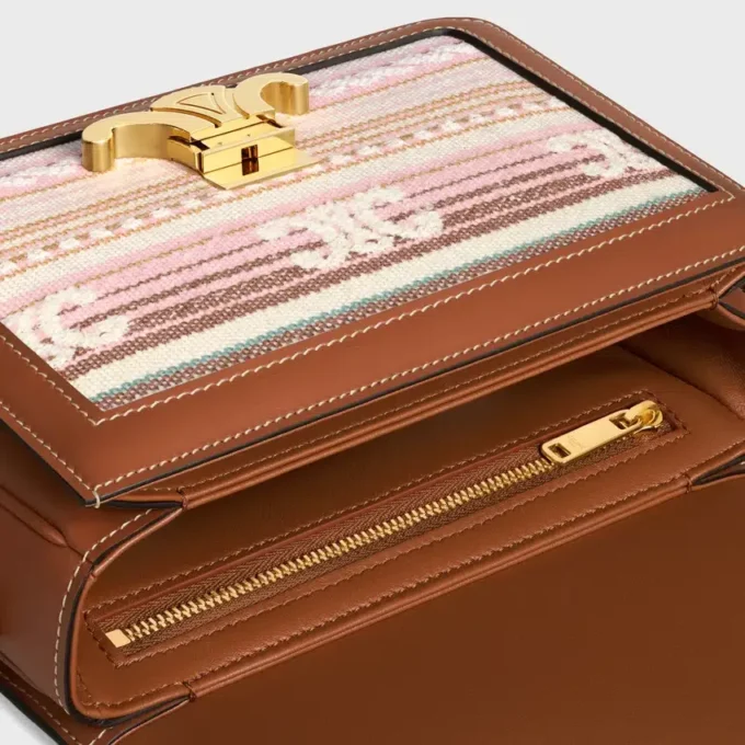 Sac Teen Triomphe en textile rayé et cuir de veau
