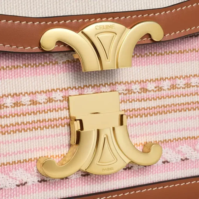 Sac Teen Triomphe en textile rayé et cuir de veau