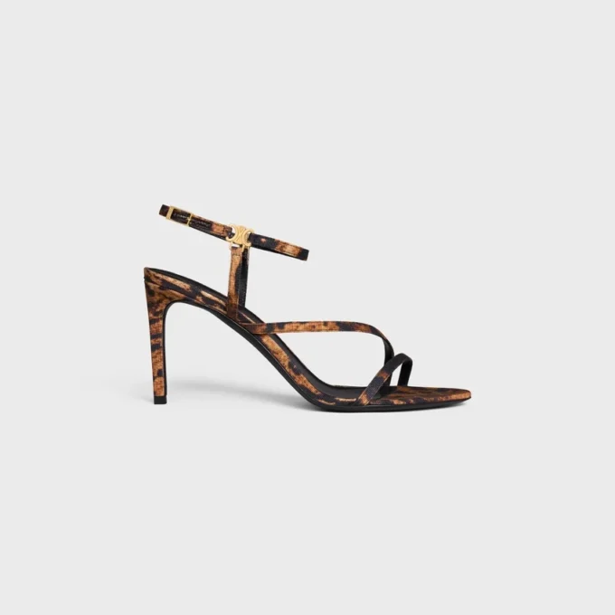 Sandales CELINE Ava en tissu gros-grain imprimé léopard