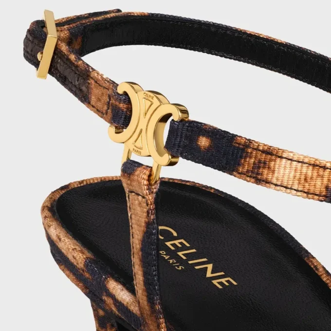 Sandales CELINE Ava en tissu gros-grain imprimé léopard
