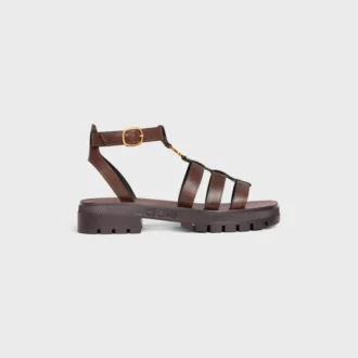Sandales CELINE Clea Triomphe en cuir de veau – Tannage végétal