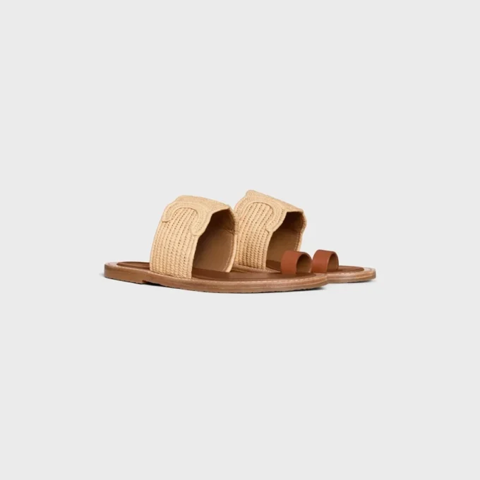 Sandales CELINE Lympia en raphia et cuir de veau