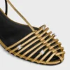 Sandales plates à lanières en cuir d&rsquo;agneau laminé