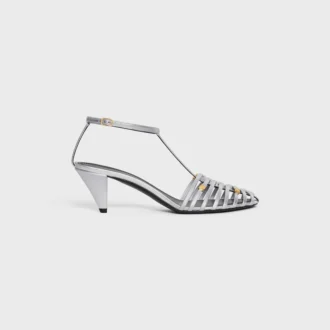 Sandales à talons cage en cuir d&rsquo;agneau laminé