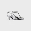 Sandales à talons cage en cuir d&rsquo;agneau laminé