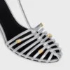 Sandales à talons cage en cuir d&rsquo;agneau laminé