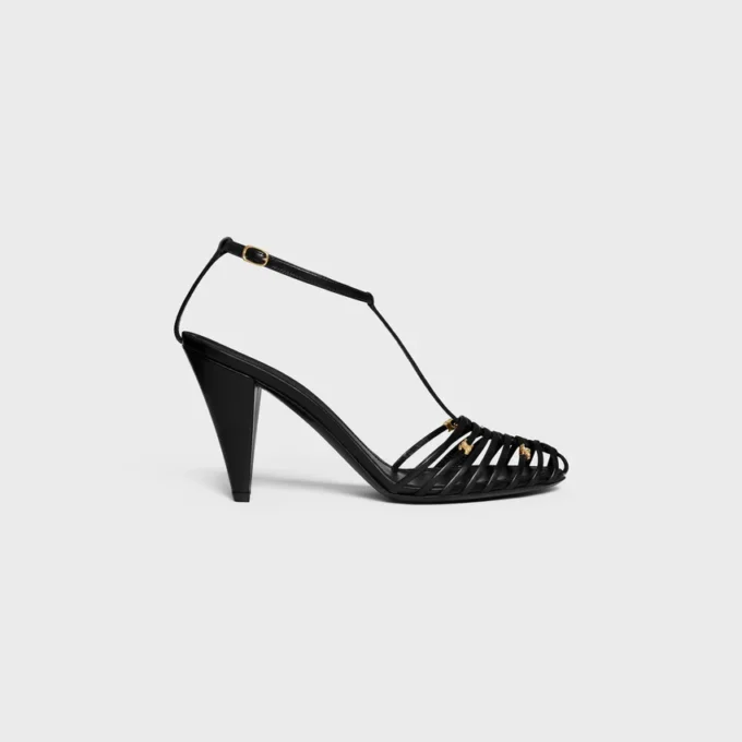 Sandales à talons cage en cuir de chèvre Sandales à talons cage en cuir de chèvre