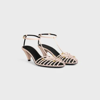 Sandales à talons cage en cuir de chèvre