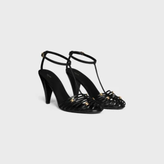 Sandales à talons cage en cuir de chèvre