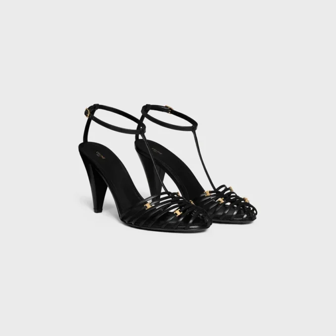 Sandales à talons cage en cuir de chèvre Sandales à talons cage en cuir de chèvre