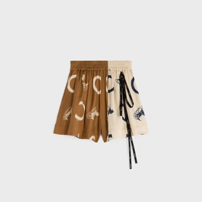Short de pyjama en twill de soie
