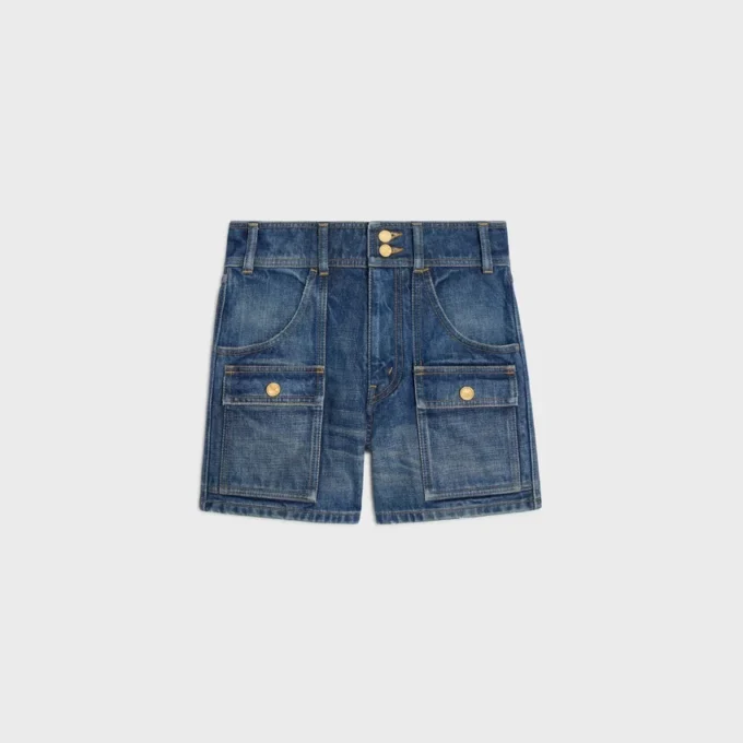 Short Kitty en denim délavé foncé