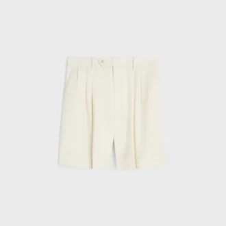 Short Masculin à triple pli en laine rayée