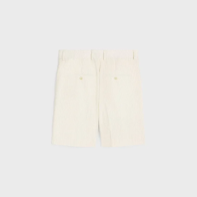 Short Masculin à triple pli en laine rayée