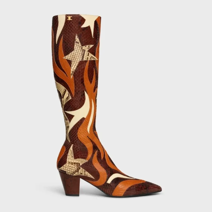 Stage – Bottes hautes en patchwork de python Stage – Bottes hautes en patchwork de python