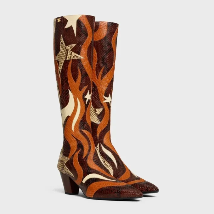 Stage – Bottes hautes en patchwork de python Stage – Bottes hautes en patchwork de python