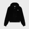 Sweat à capuche ample zippé en jersey de velours