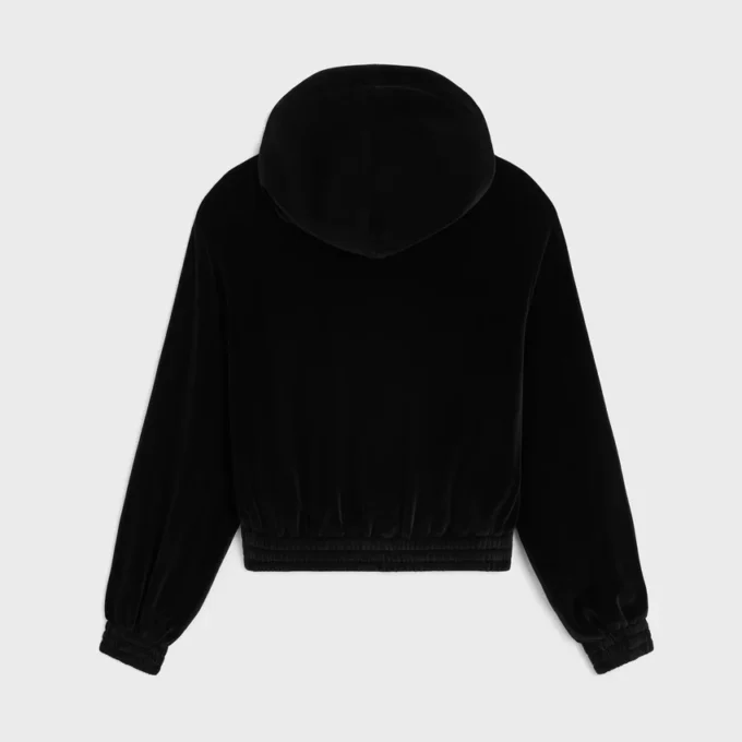 Sweat à capuche ample zippé en jersey de velours