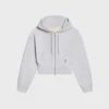 Sweat à capuche court zippé en molleton de coton