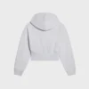 Sweat à capuche court zippé en molleton de coton