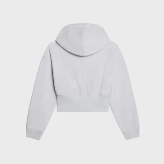 Sweat à capuche court zippé en molleton de coton