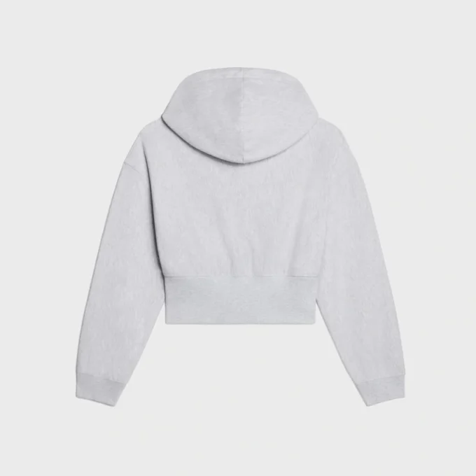 Sweat à capuche court zippé en molleton de coton