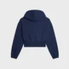 Sweat à capuche court zippé en molleton de coton