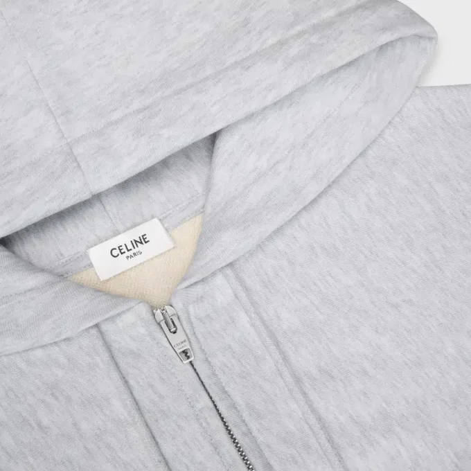 Sweat à capuche court zippé en molleton de coton