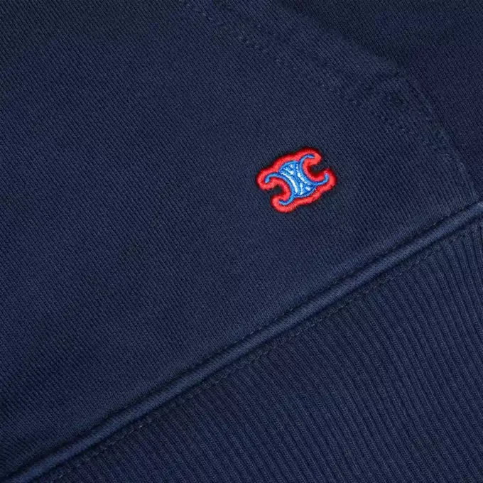 Sweat à capuche court zippé en molleton de coton