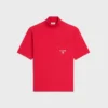T-shirt à col montant en jersey de coton