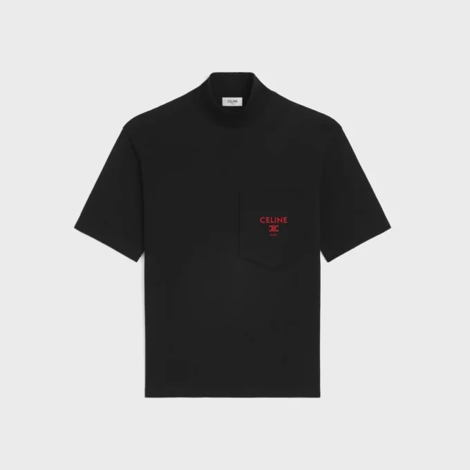 T-shirt à col montant en jersey de coton