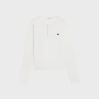 T-shirt à manches longues en jersey de coton côtelé