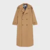 Trench-coat en gabardine de coton et laine