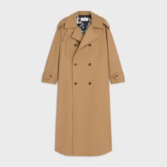 Trench-coat en gabardine de coton et laine