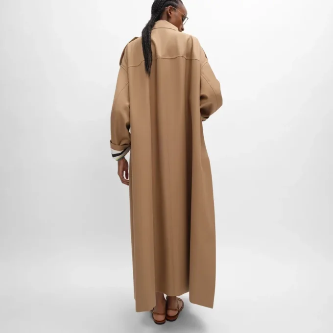 Trench-coat en gabardine de coton et laine