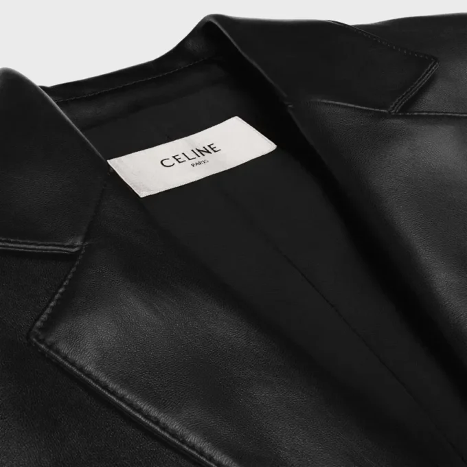 Veste ajustée en cuir d&rsquo;agneau