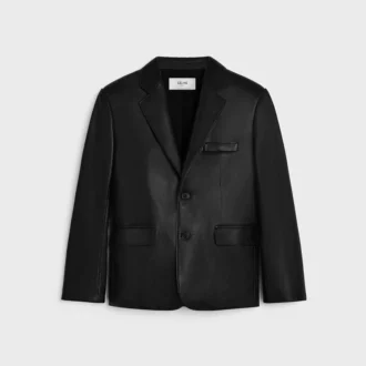 Veste ajustée en cuir d&rsquo;agneau Plonge