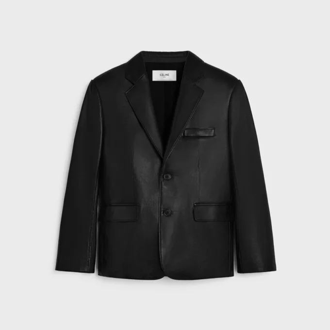Veste ajustée en cuir d’agneau Plonge Veste ajustée en cuir d’agneau Plonge