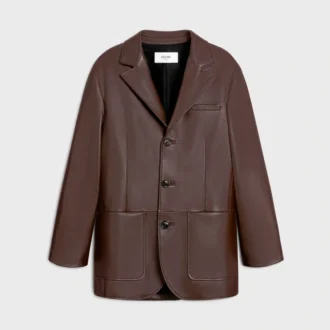 Veste ajustée en cuir d&rsquo;agneau souple
