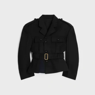 Veste à basque en gabardine de laine
