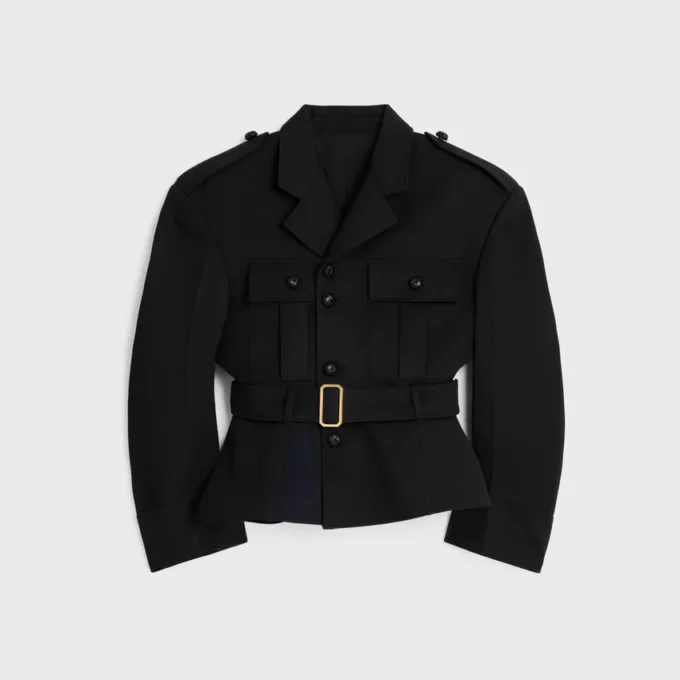Veste à basque en gabardine de laine Veste à basque en gabardine de laine