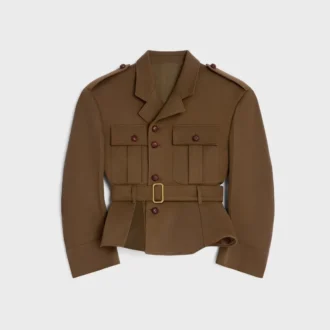 Veste à basque en laine à chevrons