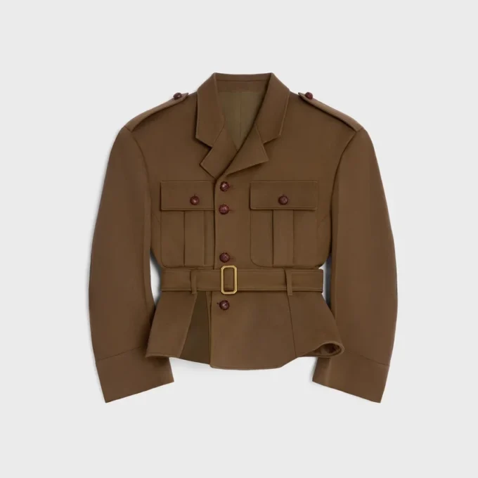 Veste à basque en laine à chevrons