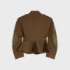 Veste à basque en laine à chevrons