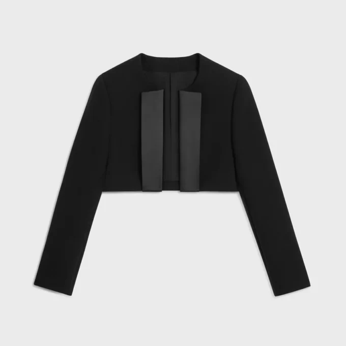 Veste boléro en crêpe de laine double Veste boléro en crêpe de laine double